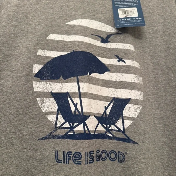 Life Is Good Men's Gray and Blue Graphic Tee - Picture 2 of 5